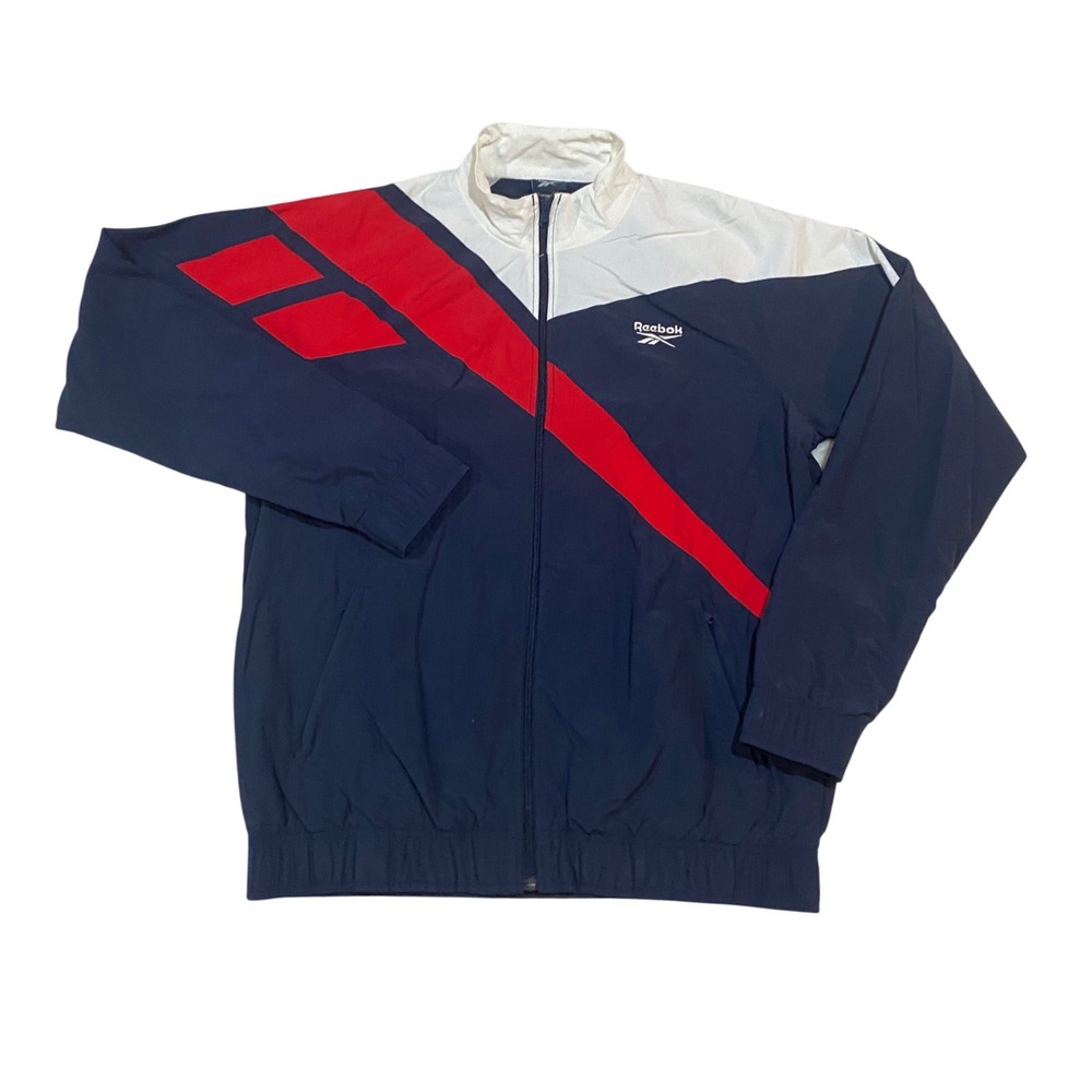 Reebok Woven Track Jacket Mens L Vector Navy Red White Full Zip NWT